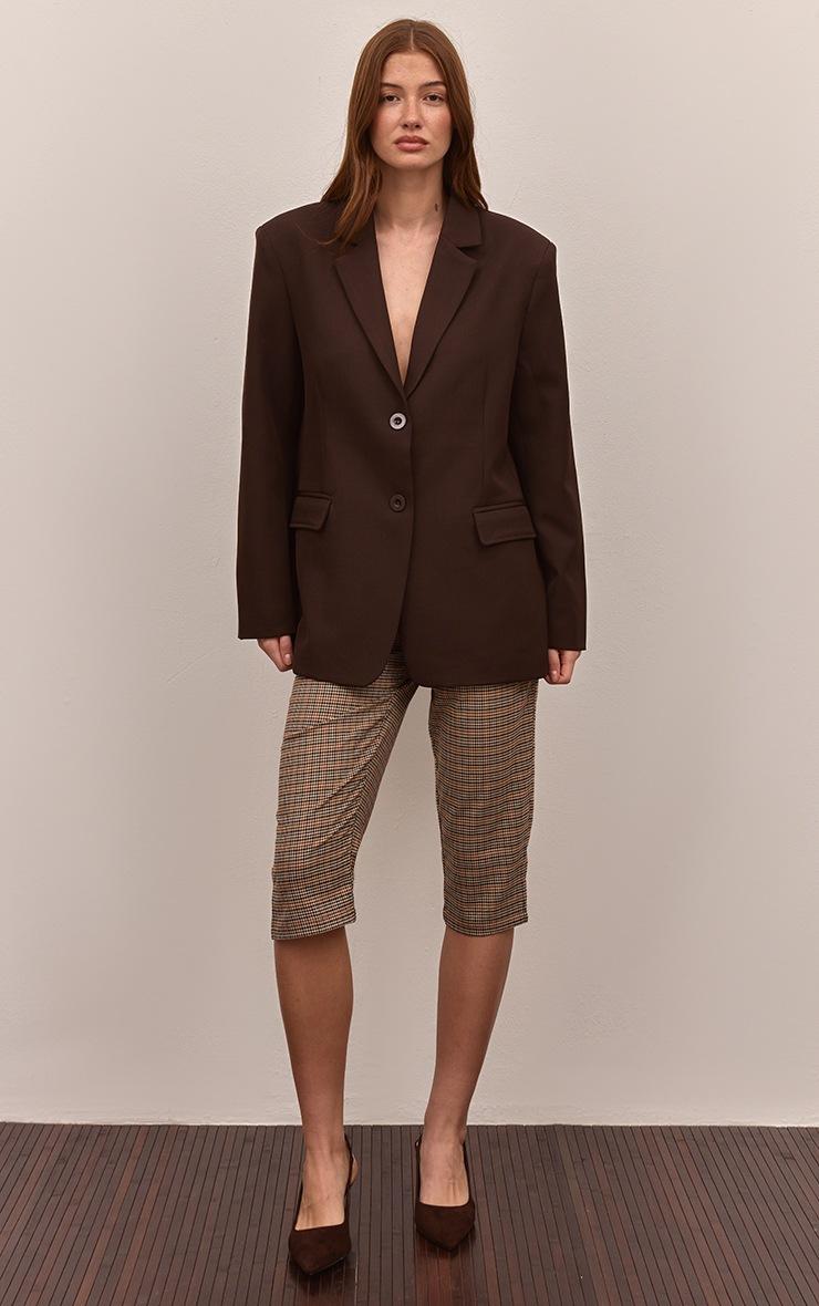 Pretty Little Thing Brown Check Tailored Capris