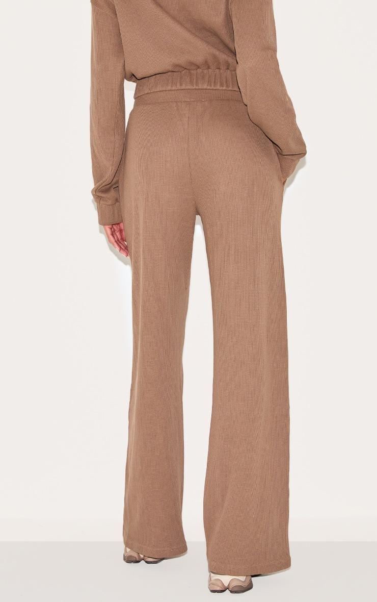 Pretty Little Thing Brown Waffle Wide Leg Pants