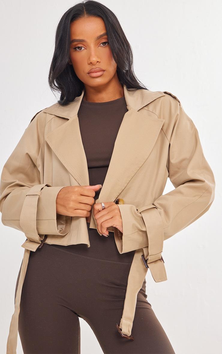 Pretty Little Thing Camel Cropped Trench Coat