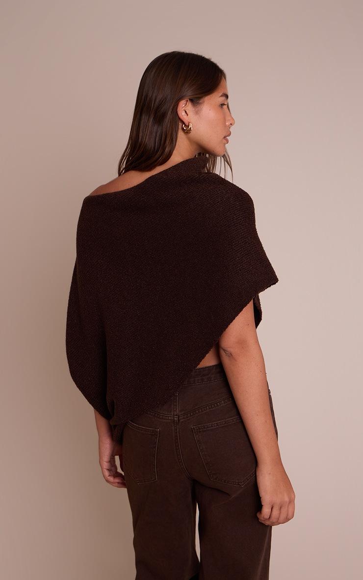 Pretty Little Thing Chocolate Boucle Cape Top