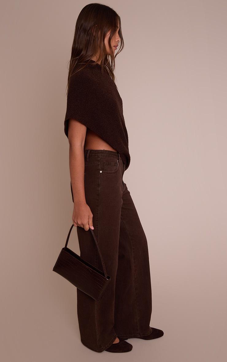 Pretty Little Thing Chocolate Boucle Cape Top