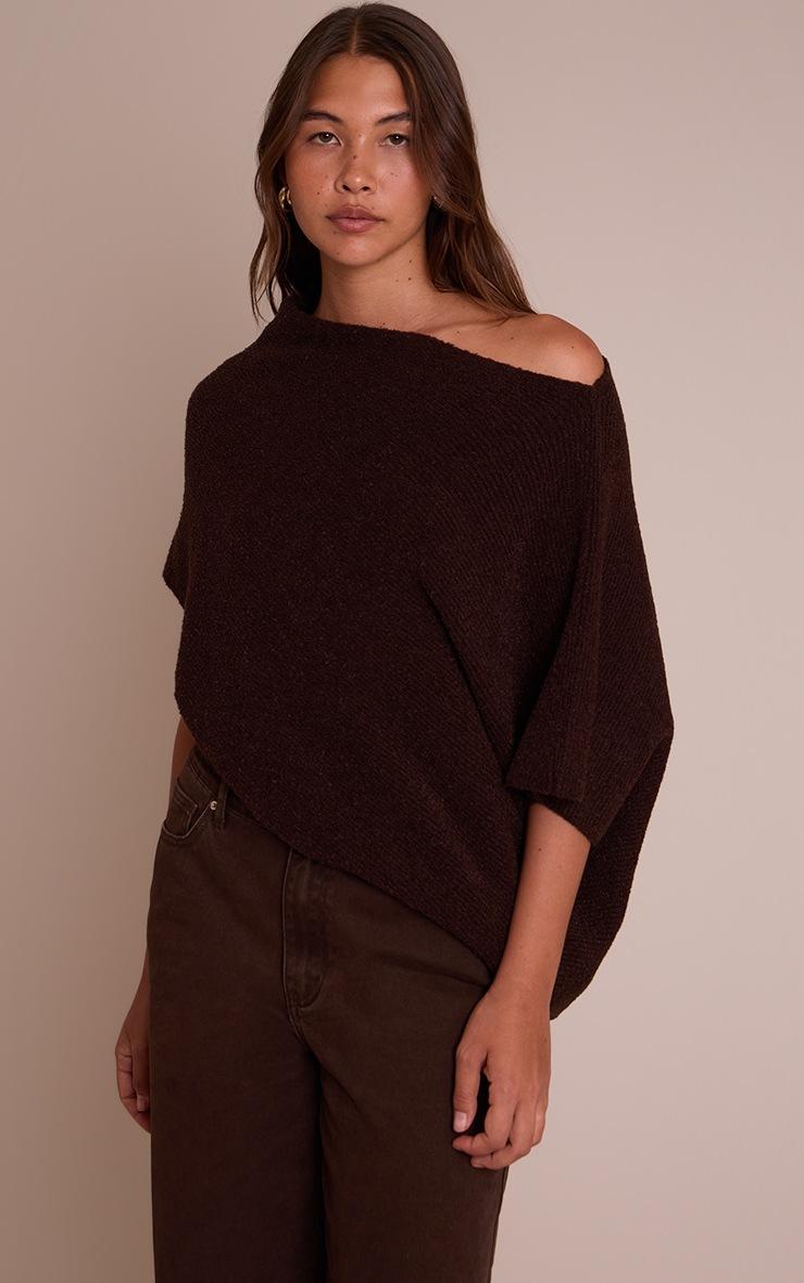 Pretty Little Thing Chocolate Boucle Cape Top