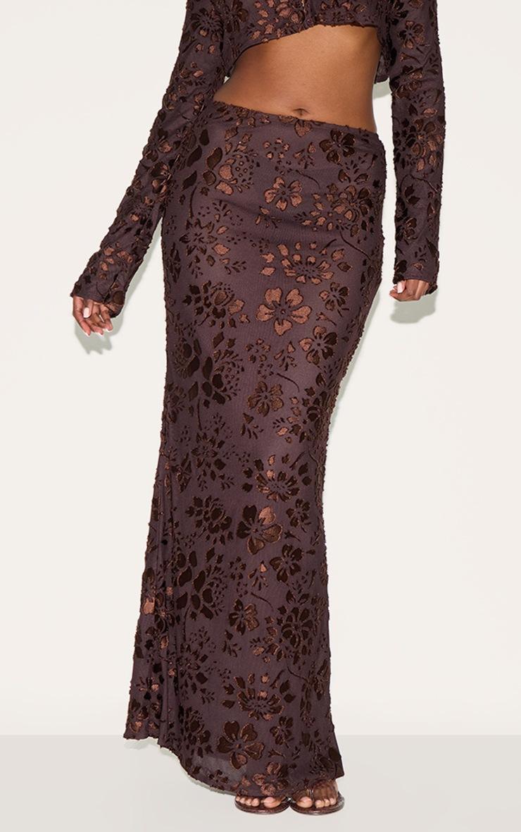 Pretty Little Thing Chocolate Floral Maxi Skirt