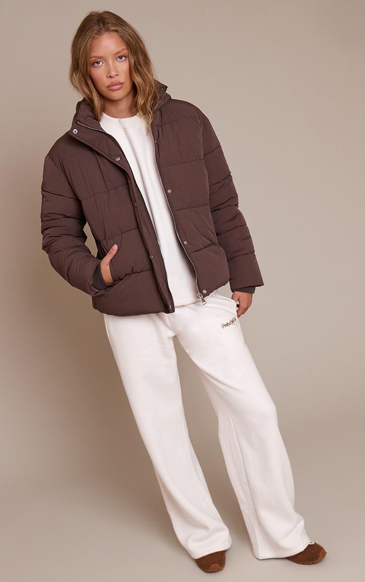 Pretty Little Thing Chocolate Hooded Puffer Jacket