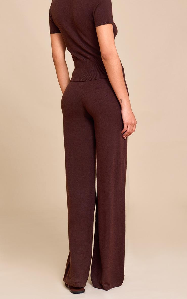 Pretty Little Thing Chocolate Knit Wide Leg Pants