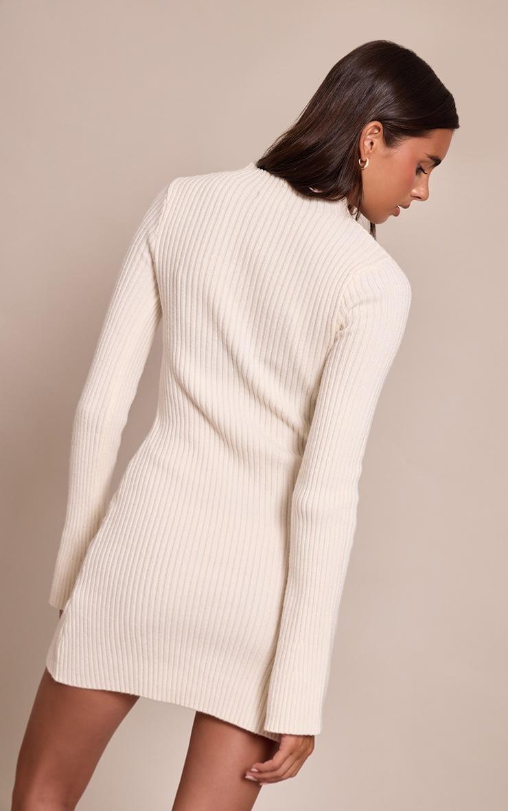 Pretty Little Thing Cream Rib Knitted Dress