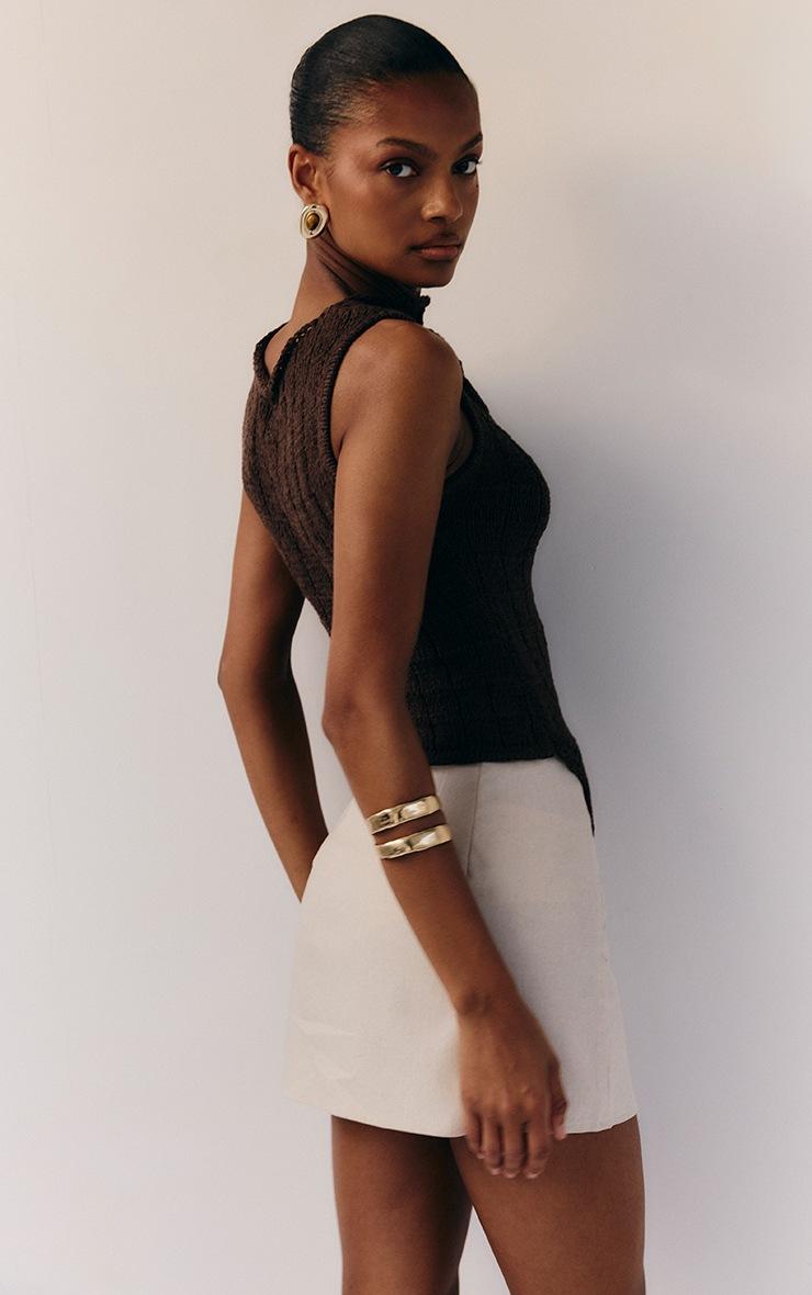 Pretty Little Thing Cream Woven A Line Mini Skirt