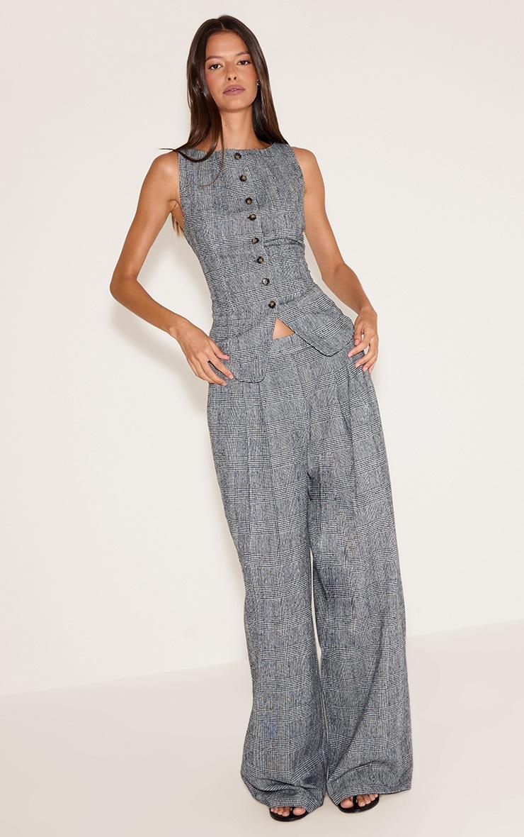 Pretty Little Thing Grey Checked Straight Leg Pant