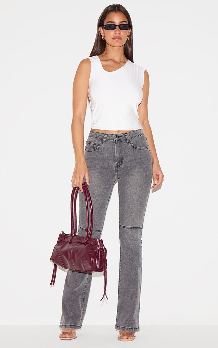 Pretty Little Thing Grey Seam Detail Flared Jeans