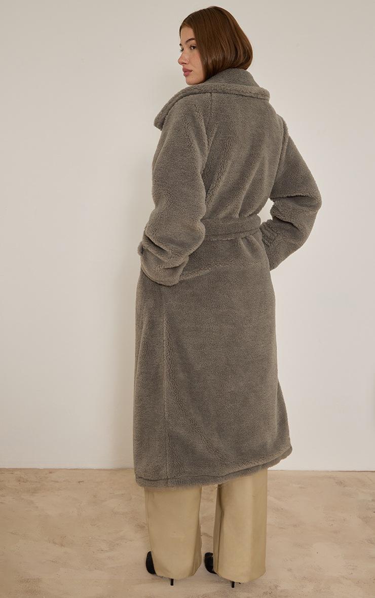 Pretty Little Thing Grey Teddy Trench Coat