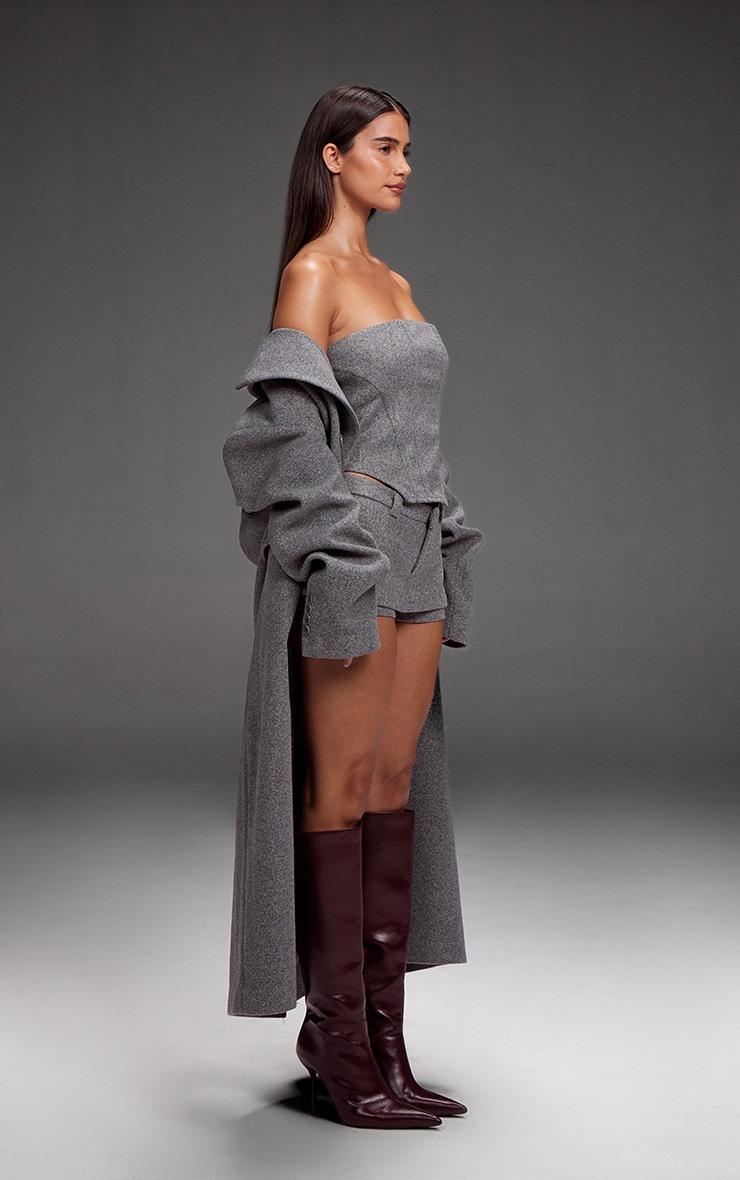 Pretty Little Thing Grey Wool Look Corset