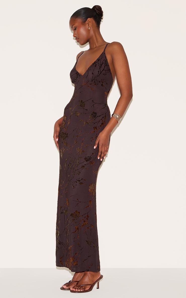 Pretty Little Thing Plum Devore V-neck Maxi Dress