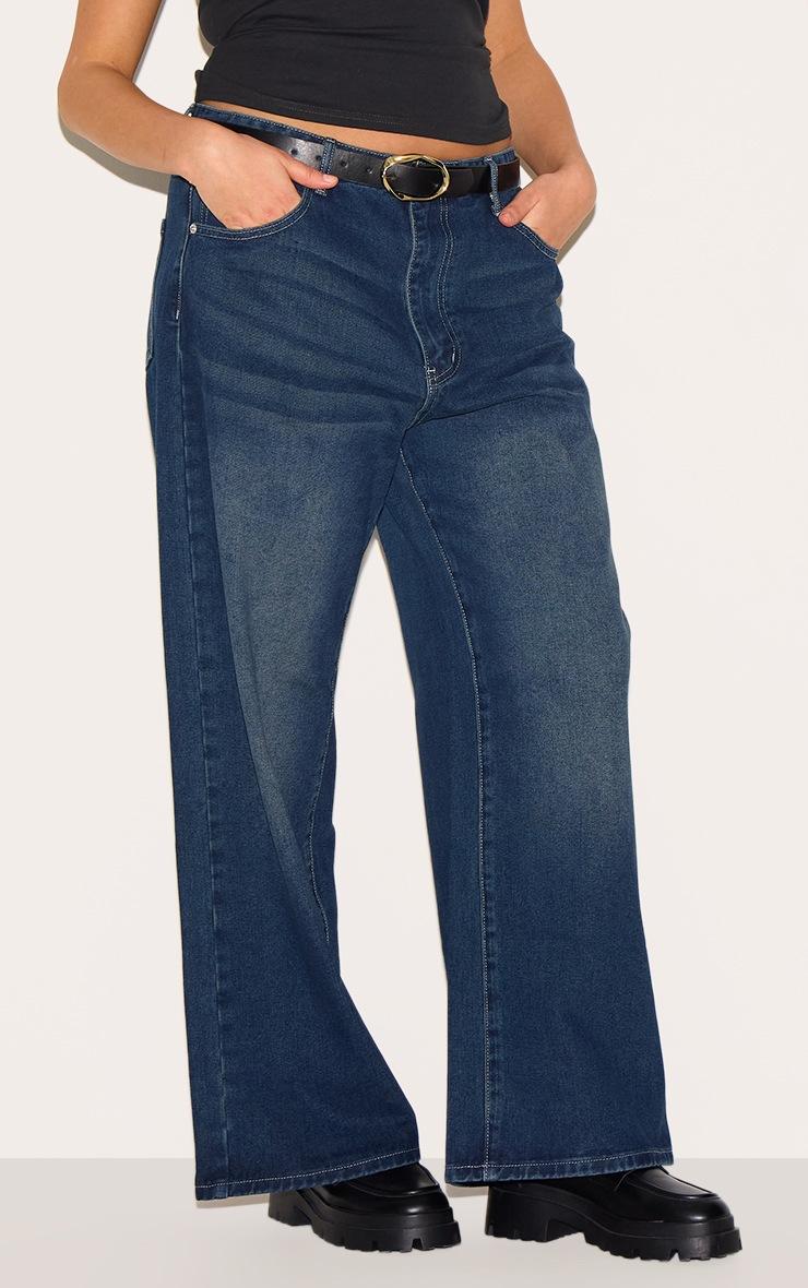Pretty Little Thing Plus Indigo Wide Leg Jeans