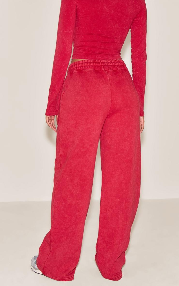 Pretty Little Thing Red Washed Wide Leg Sweatpants