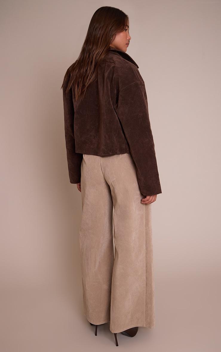 Pretty Little Thing Sand Faux Suede Wide Leg Pants
