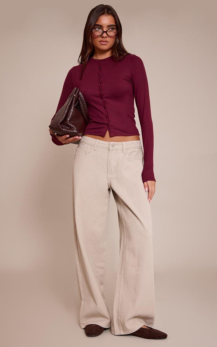 Pretty Little Thing Sand Low Rise Wide Leg Jeans