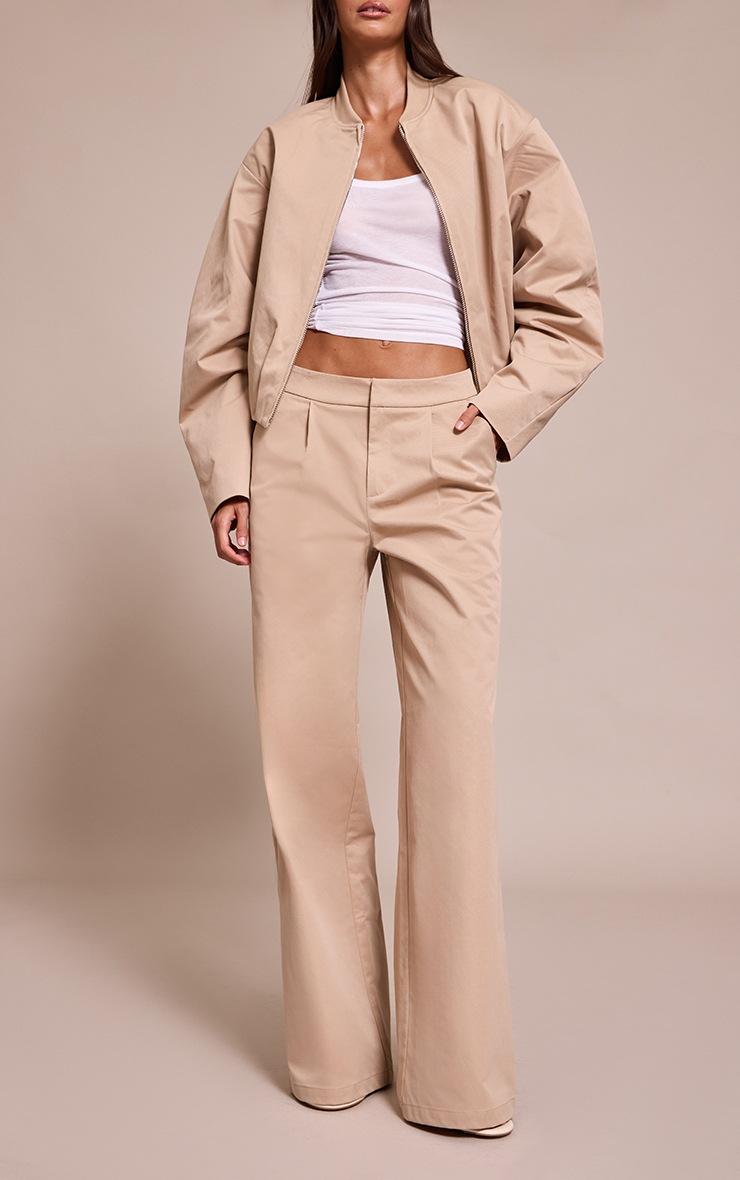 Pretty Little Thing Stone Pleated Wide Leg Pant