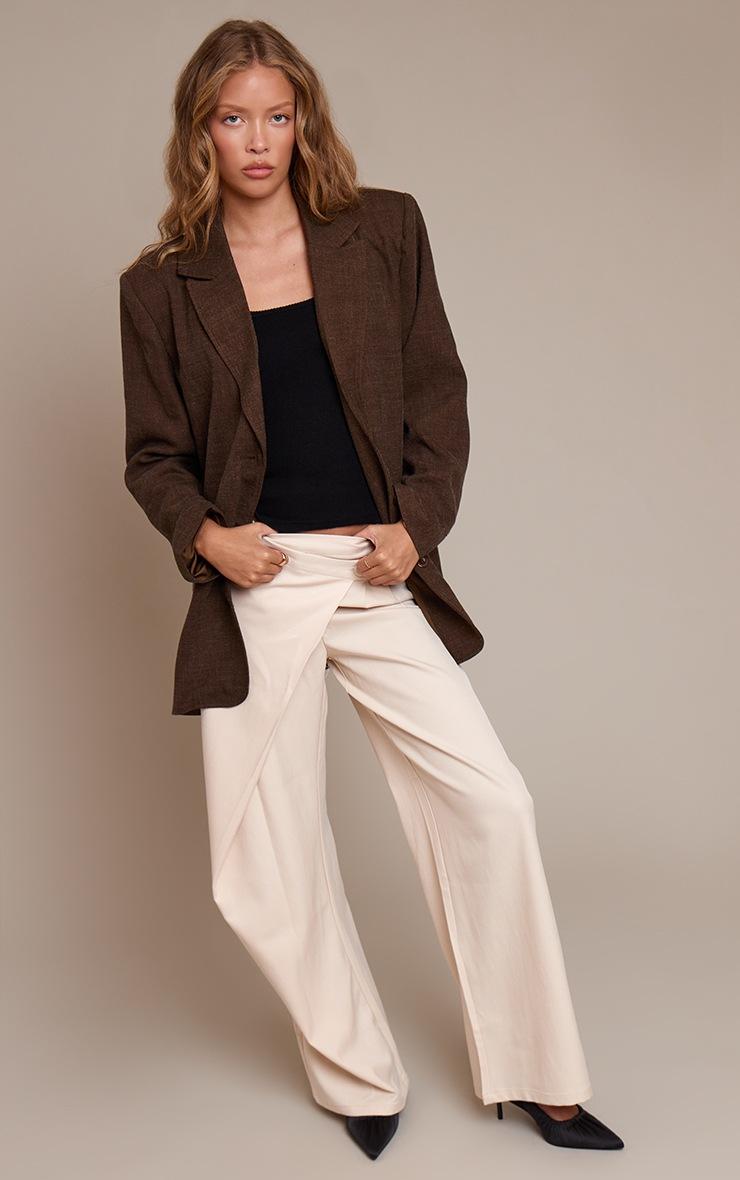 Pretty Little Thing Stone Woven Wrap Front Pants