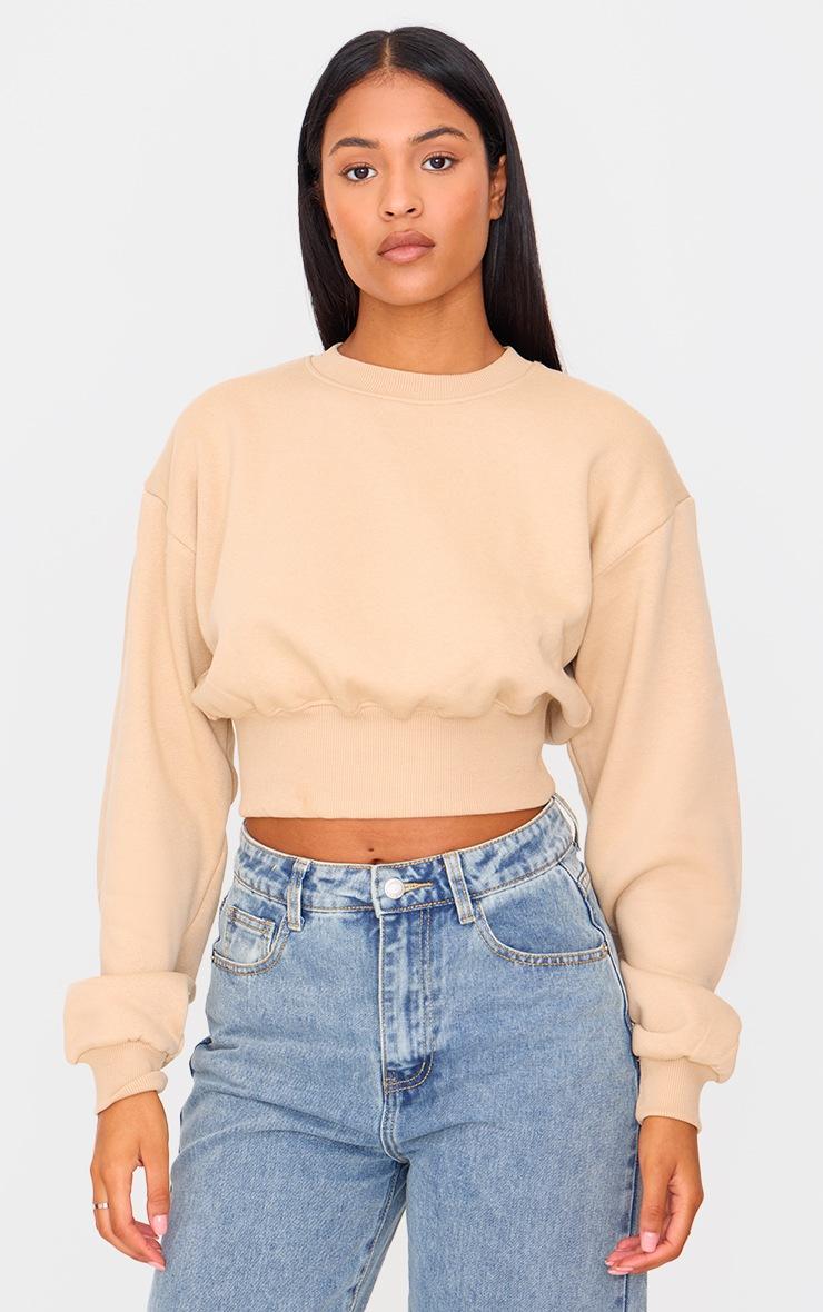 Pretty Little Thing Tall Stone Cropped Sweatshirt