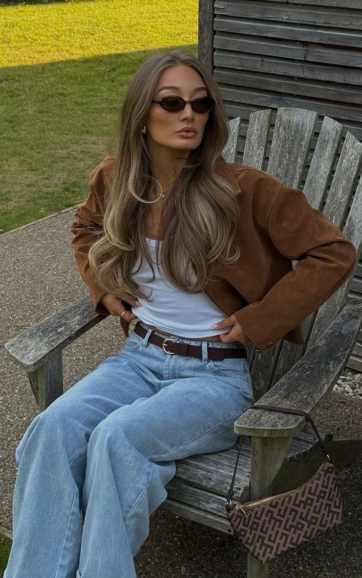 Pretty Little Thing Tan Zip Up Faux Suede Jacket