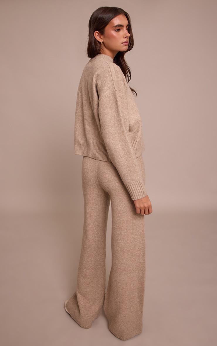 Pretty Little Thing Taupe Wide Leg Knitted Pants