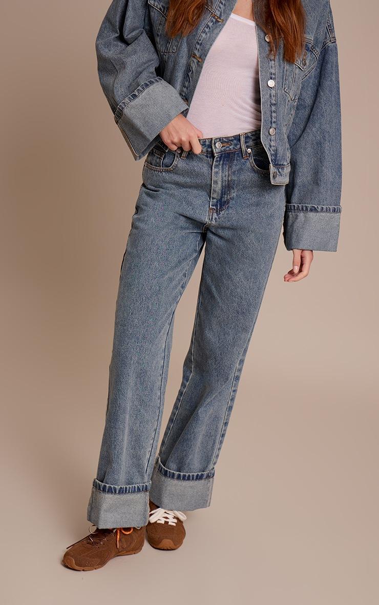 Pretty Little Thing Vintage Turn Up Hem Jeans