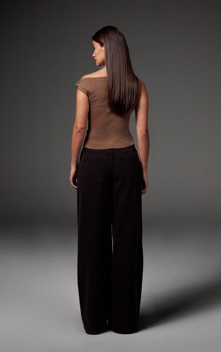 Pretty Little Thing Washed Black Wide Leg Jeans