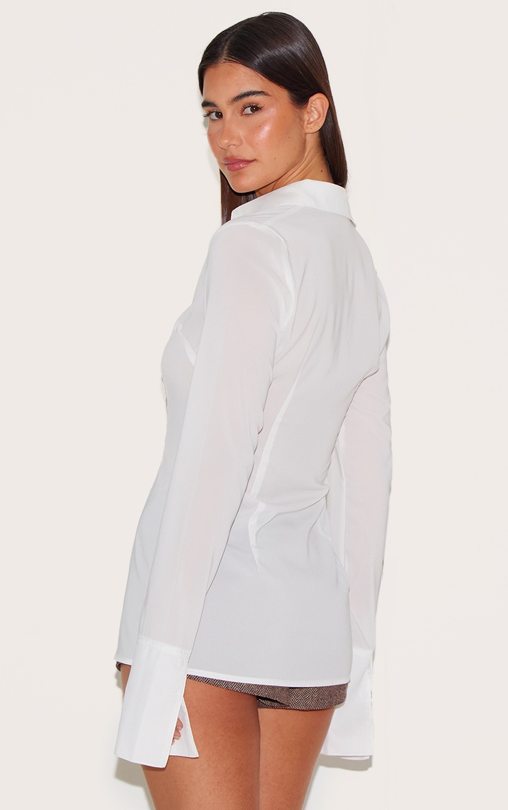 Pretty Little Thing White Chiffon Fitted Shirt