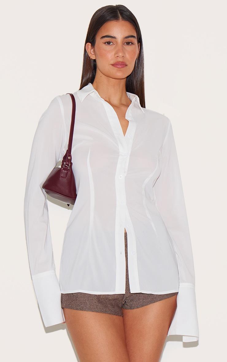 Pretty Little Thing White Chiffon Fitted Shirt