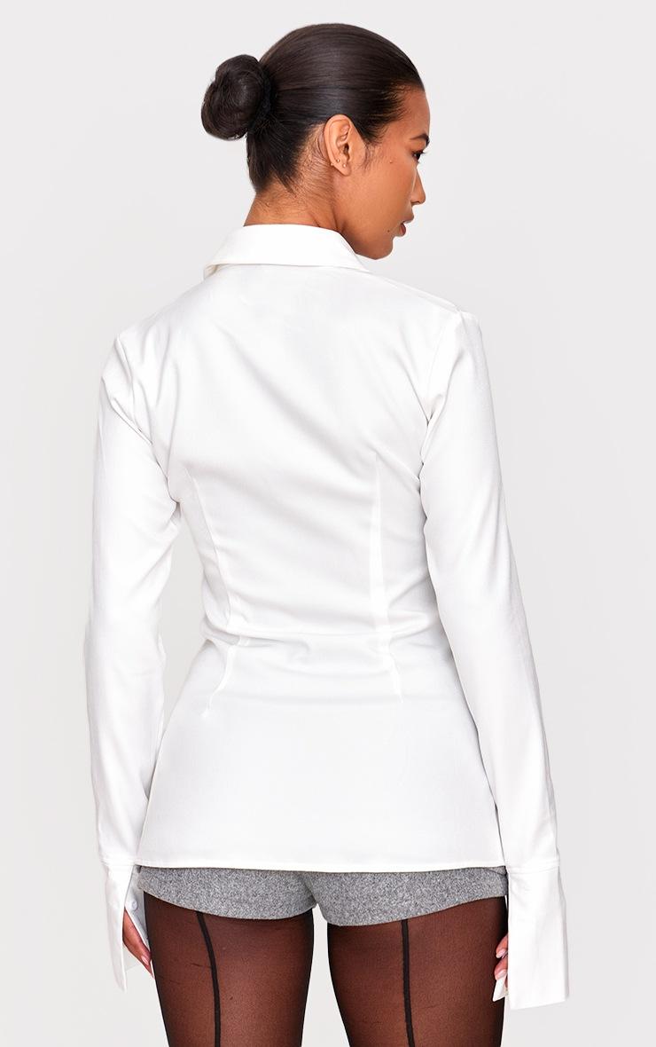 Pretty Little Thing White Woven Fitted Shirt