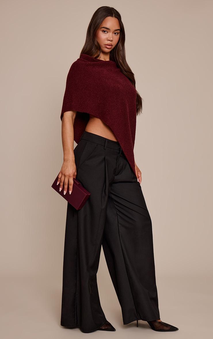 Pretty Little Thing Wine Boucle Cape Top