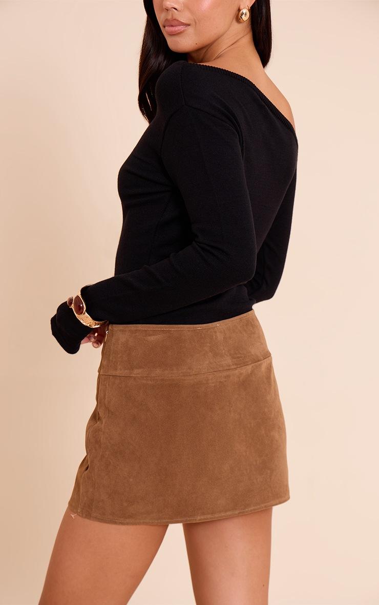 Pretty Little Thing Wine Faux Suede Mini Skirt