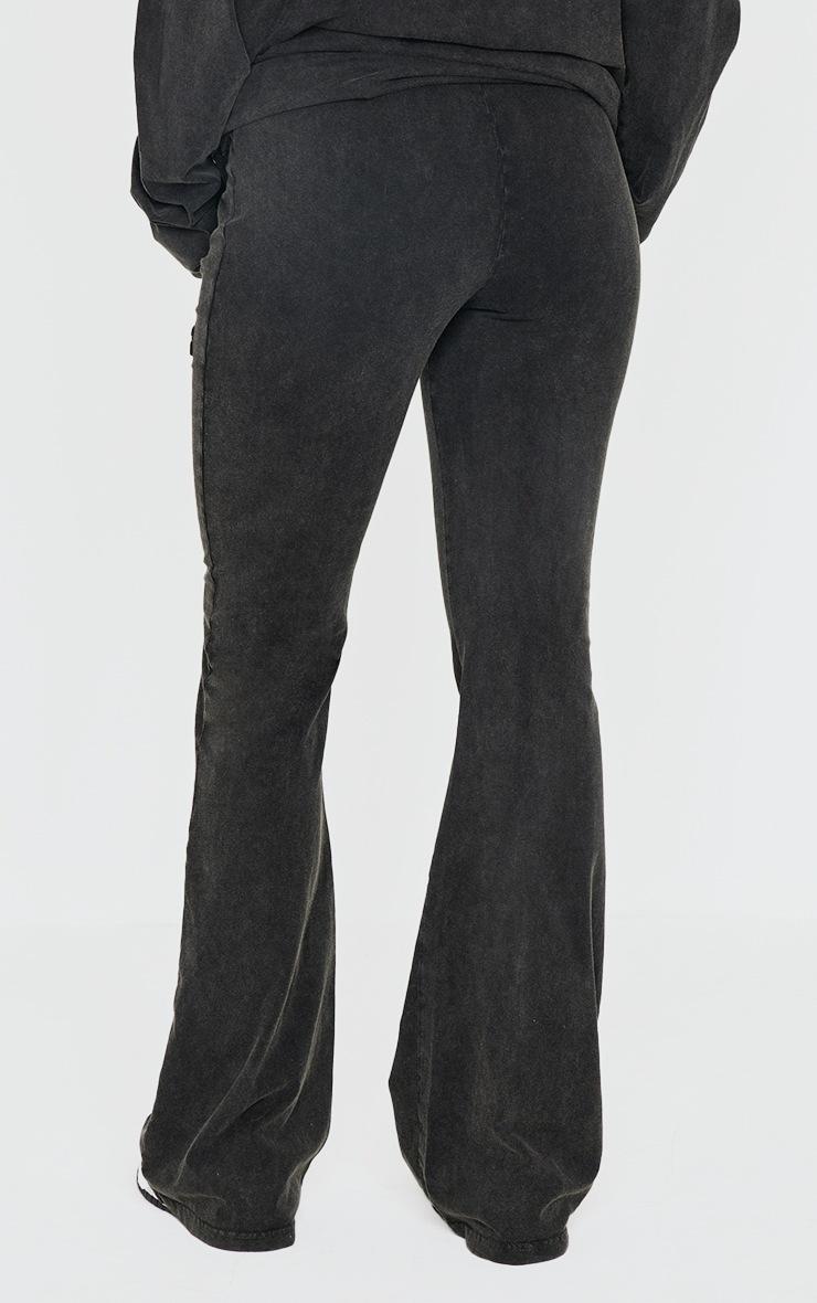 Pretty Little Thing PRETTYLITTLETHING Black Embossed Logo Washed Skinny Flare Pants