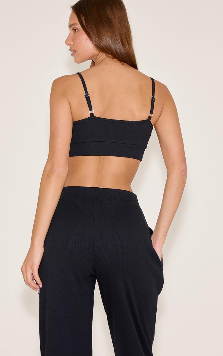Pretty Little Thing PrettyLittleThing Black Sleep Rib Tonal Elastic Bralet