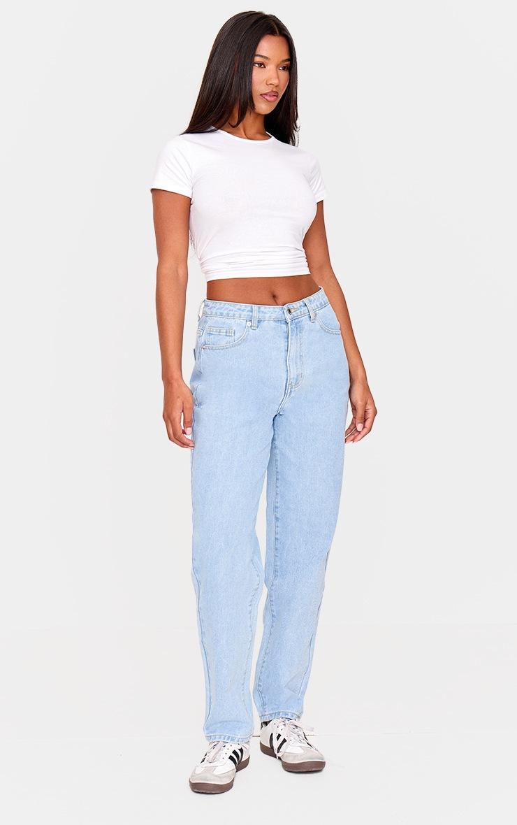 Pretty Little Thing PRETTYLITTLETHING Light Blue Wash High Waist Mom Jeans