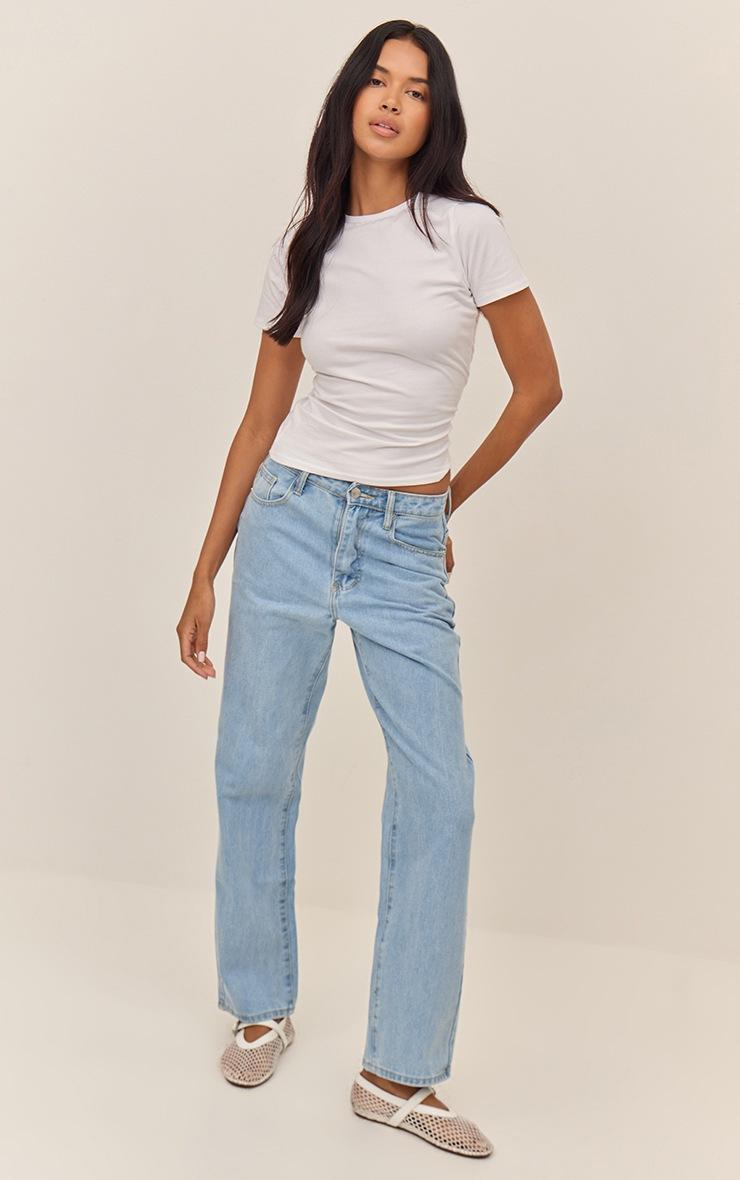 Pretty Little Thing PRETTYLITTLETHING Light Blue Wash High Waist Straight Leg Jeans