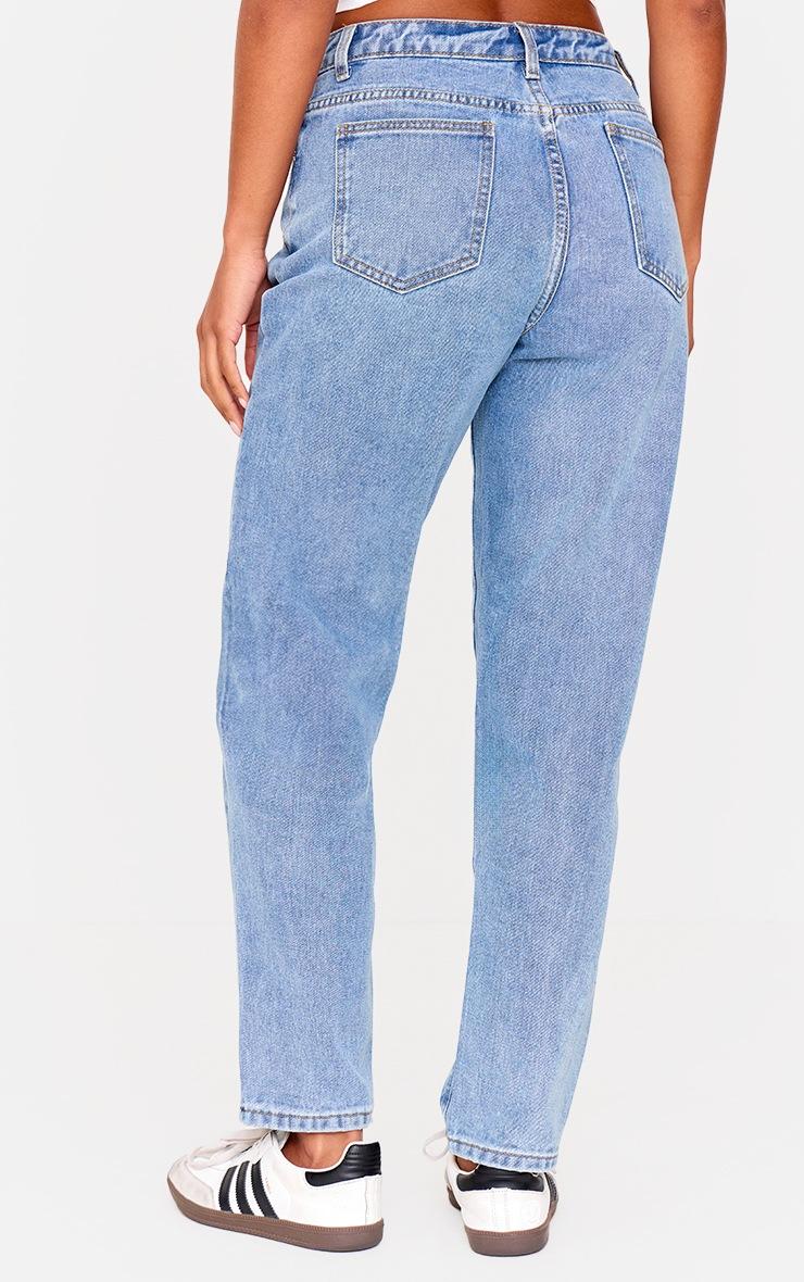 Pretty Little Thing PRETTYLITTLETHING Mid Blue Wash High Waist Mom Jeans