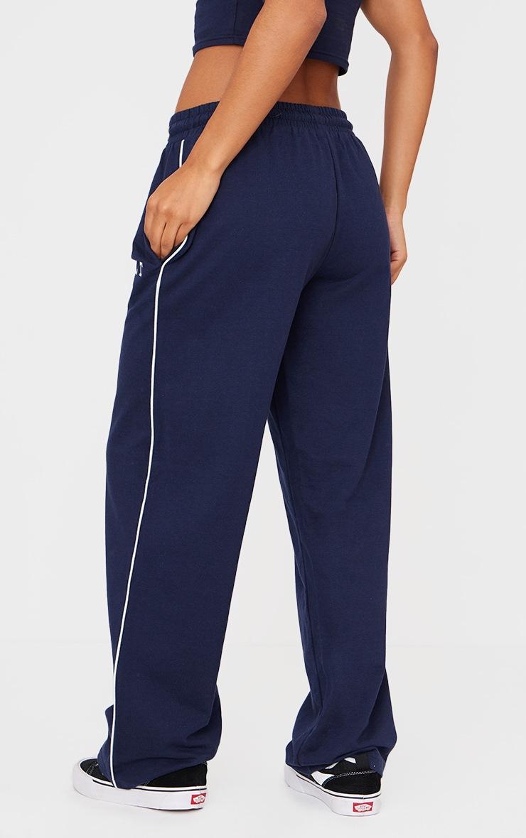 Pretty Little Thing PRETTYLITTLETHING Navy Contrast Binding Wide Leg Sweatpants