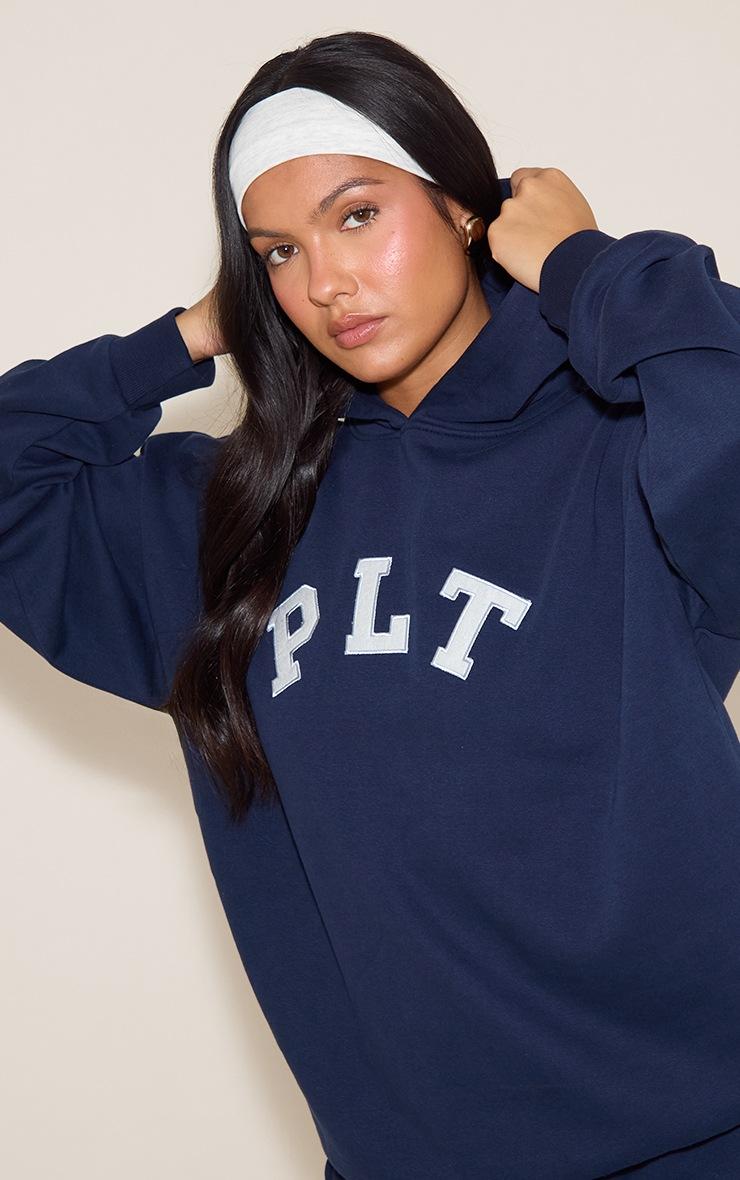 Pretty Little Thing PRETTYLITTLETHING Navy Logo Oversized Hoodie