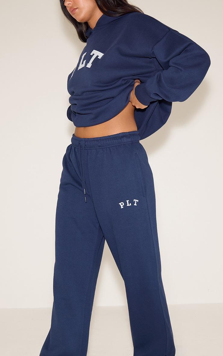 Pretty Little Thing PRETTYLITTLETHING Navy Logo Oversized Wide Leg Sweatpants