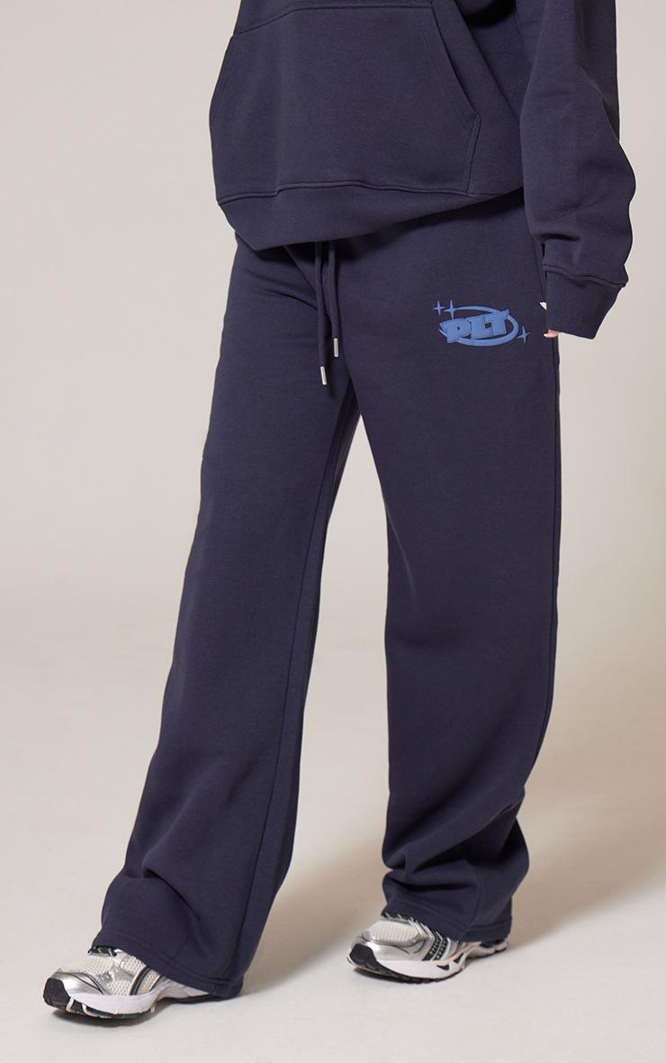 Pretty Little Thing PRETTYLITTLETHING Navy Oversized Puff Print Straight Leg Sweatpants