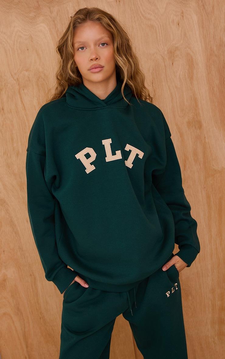 Pretty Little Thing PRETTYLITTLETHING Pine Green Logo Oversized Hoodie