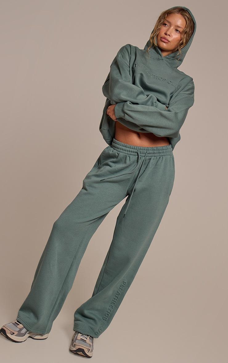 Pretty Little Thing PRETTYLITTLETHING Sage Athletics Club Embossed Straight Leg Sweatpants