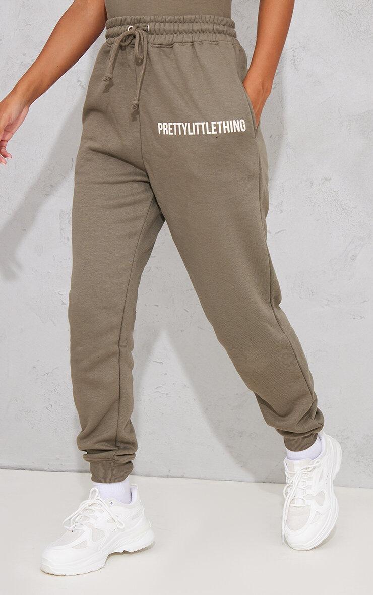 Pretty Little Thing PRETTYLITTLETHING Sage Khaki Prettylittlething High Waist Cuffed Sweatpant