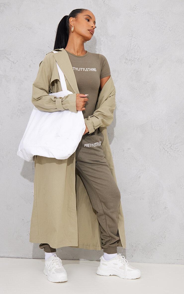 Pretty Little Thing PRETTYLITTLETHING Sage Khaki Prettylittlething High Waist Cuffed Sweatpant