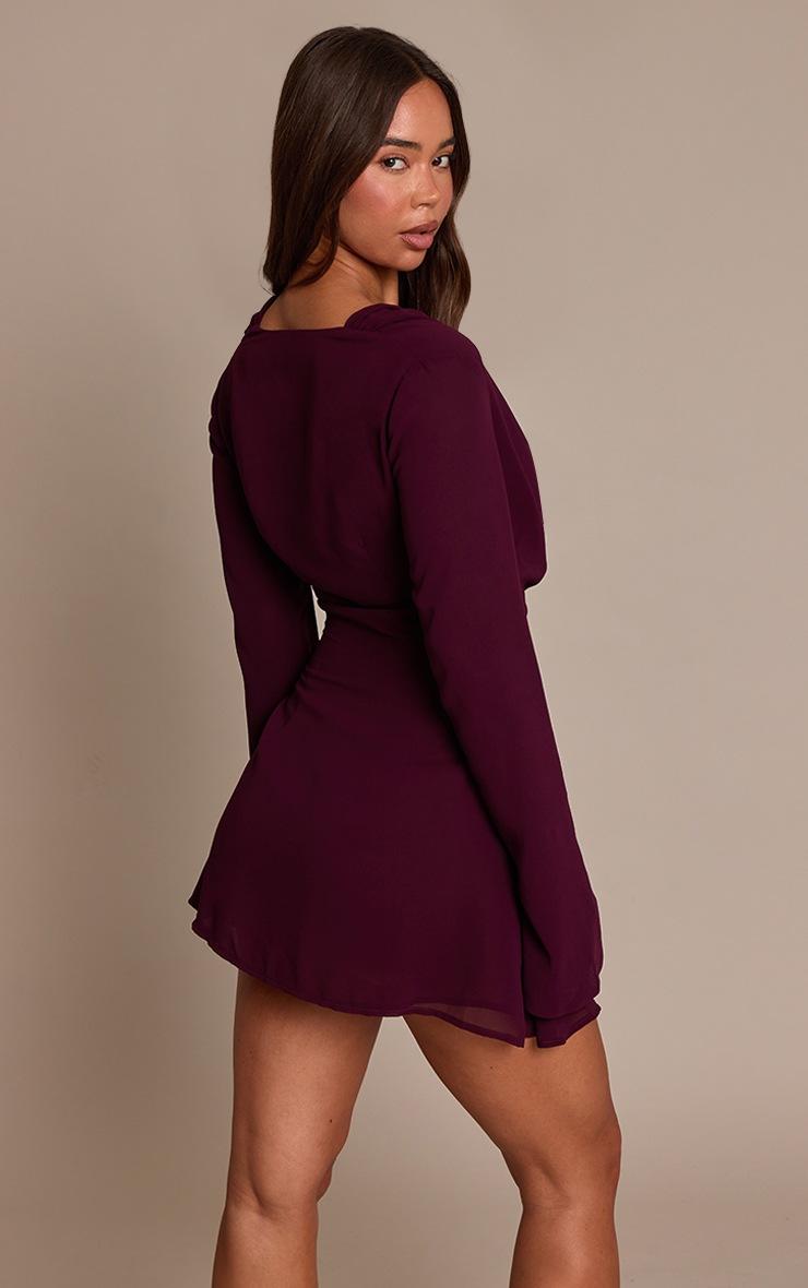 Pretty Little Thing Purple Chiffon Cowl Neck Flute Sleeve Shift Dress
