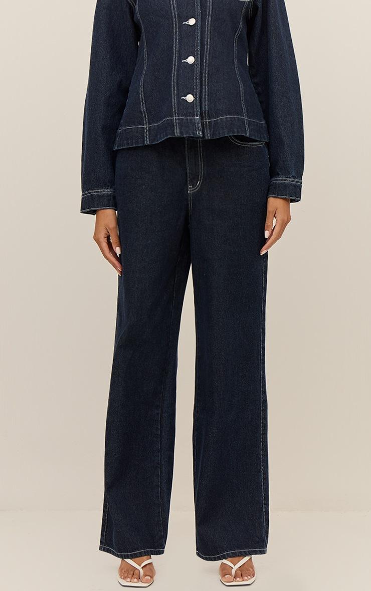 Pretty Little Thing Raw Indigo High Waisted Denim Straight Leg Jeans