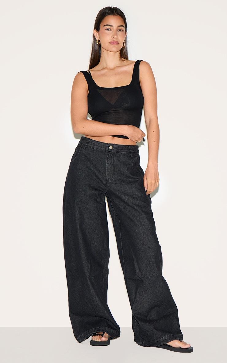 Pretty Little Thing Raw Indigo Seam Detail Low Rise Baggy Jeans