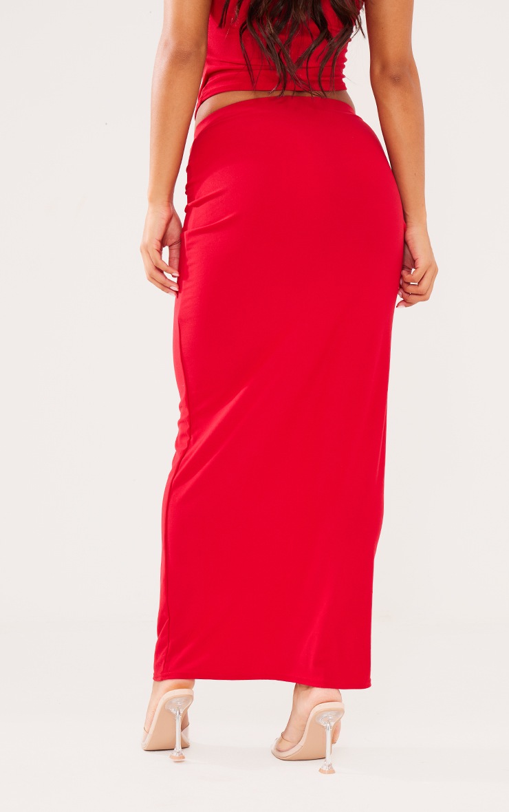 Pretty Little Thing Red Soft Touch Low Rise Maxi Skirt