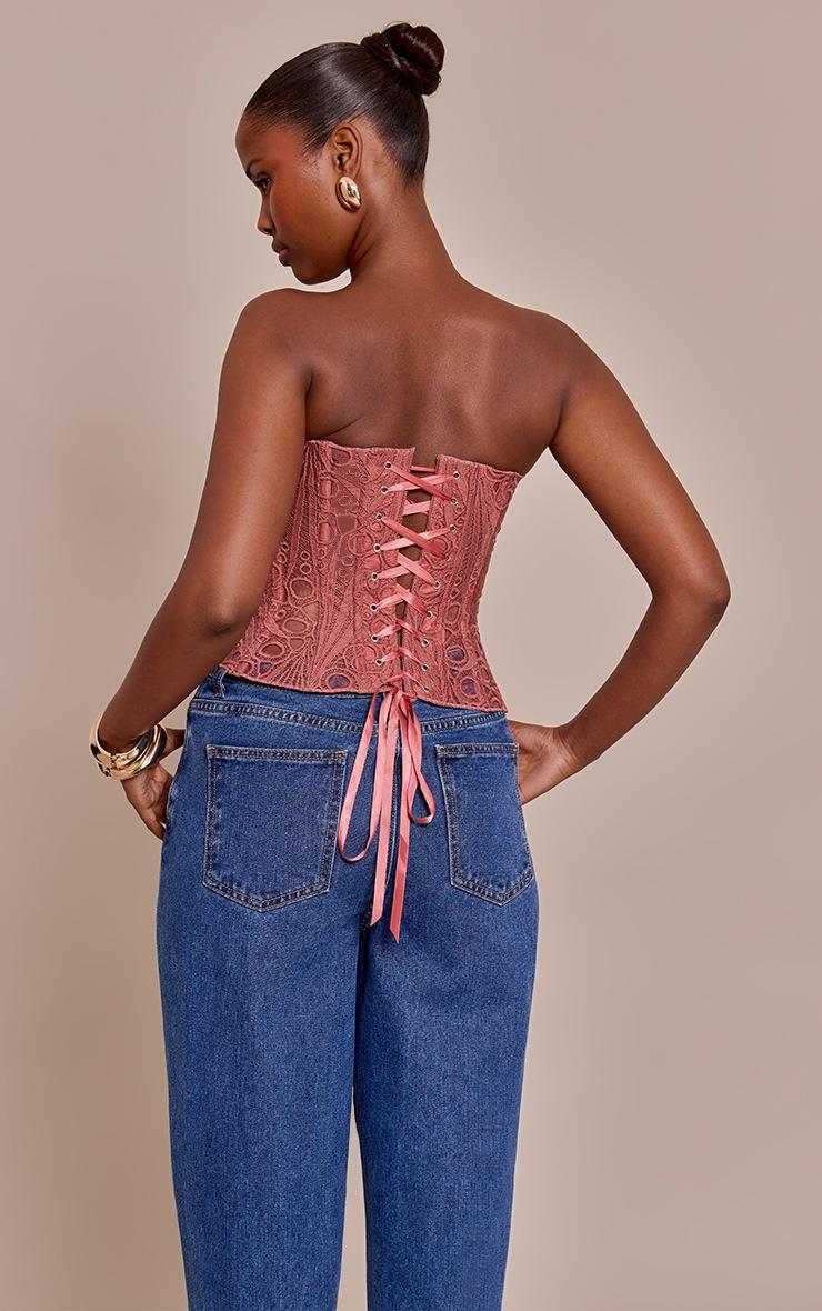 Pretty Little Thing Rose Textured Sheer Floral Lace Corset